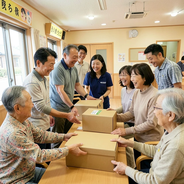 NPOのボランティア活動で食料支援を行う人々