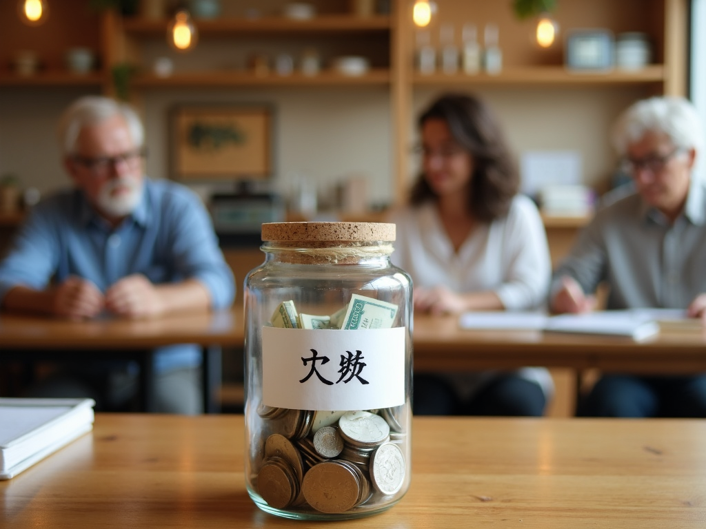 寄付金が入った透明な瓶